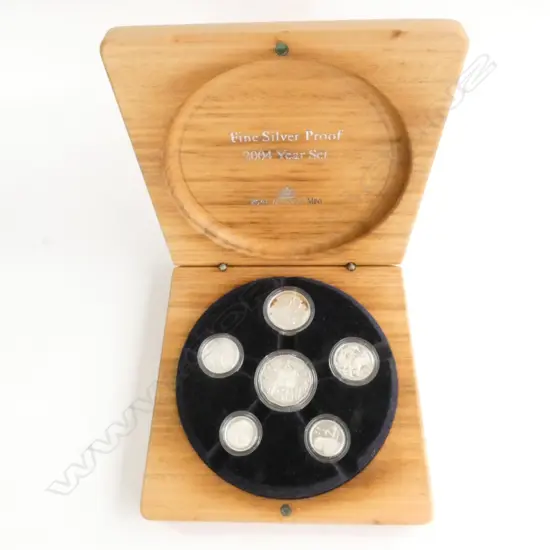 COINS, AUSTRALIA, 2004 FINE SILVER PROOF YEAR SET, ONLY 6500 SETS ISSUED, PURE SILVER COINS