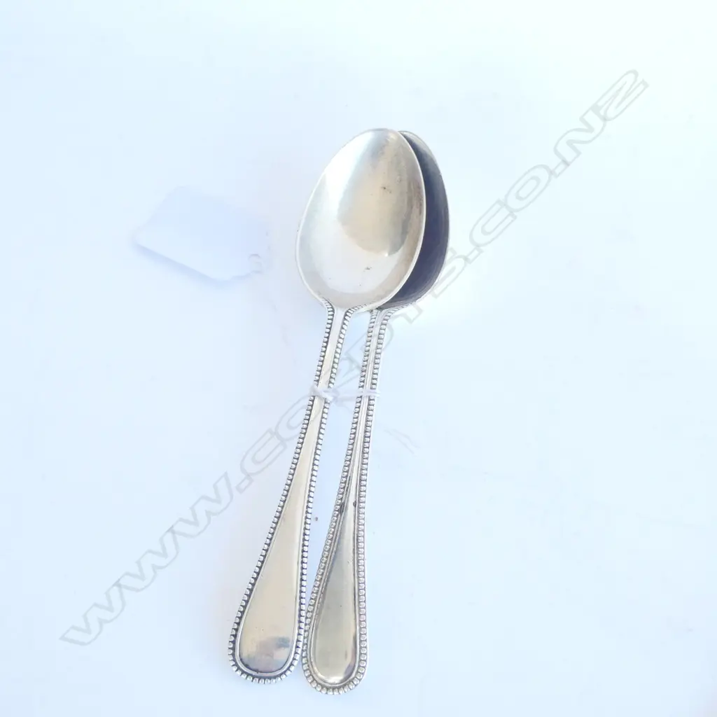 2 LGE SILVER BEAD PATTERN TEASPOONS 65GMS Image 1++