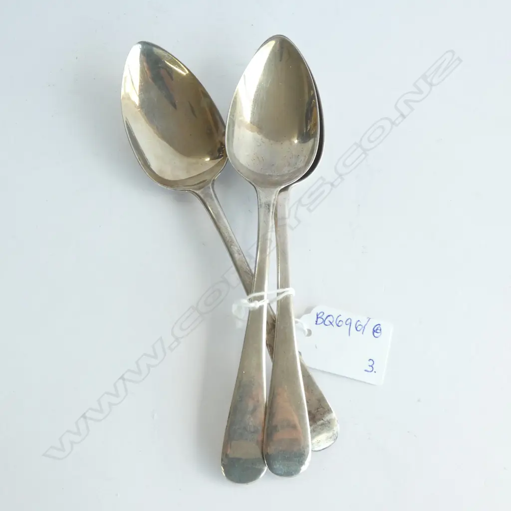 3 STG SILVER DESERT SPOONS, LONDON 1812 99 GRAMS Image 1++