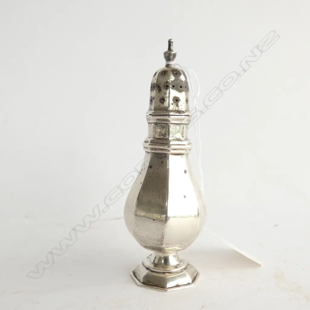 EDWARDIAN SILVER OCTAGONAL PEPPERETTE H.105mm Image 1++