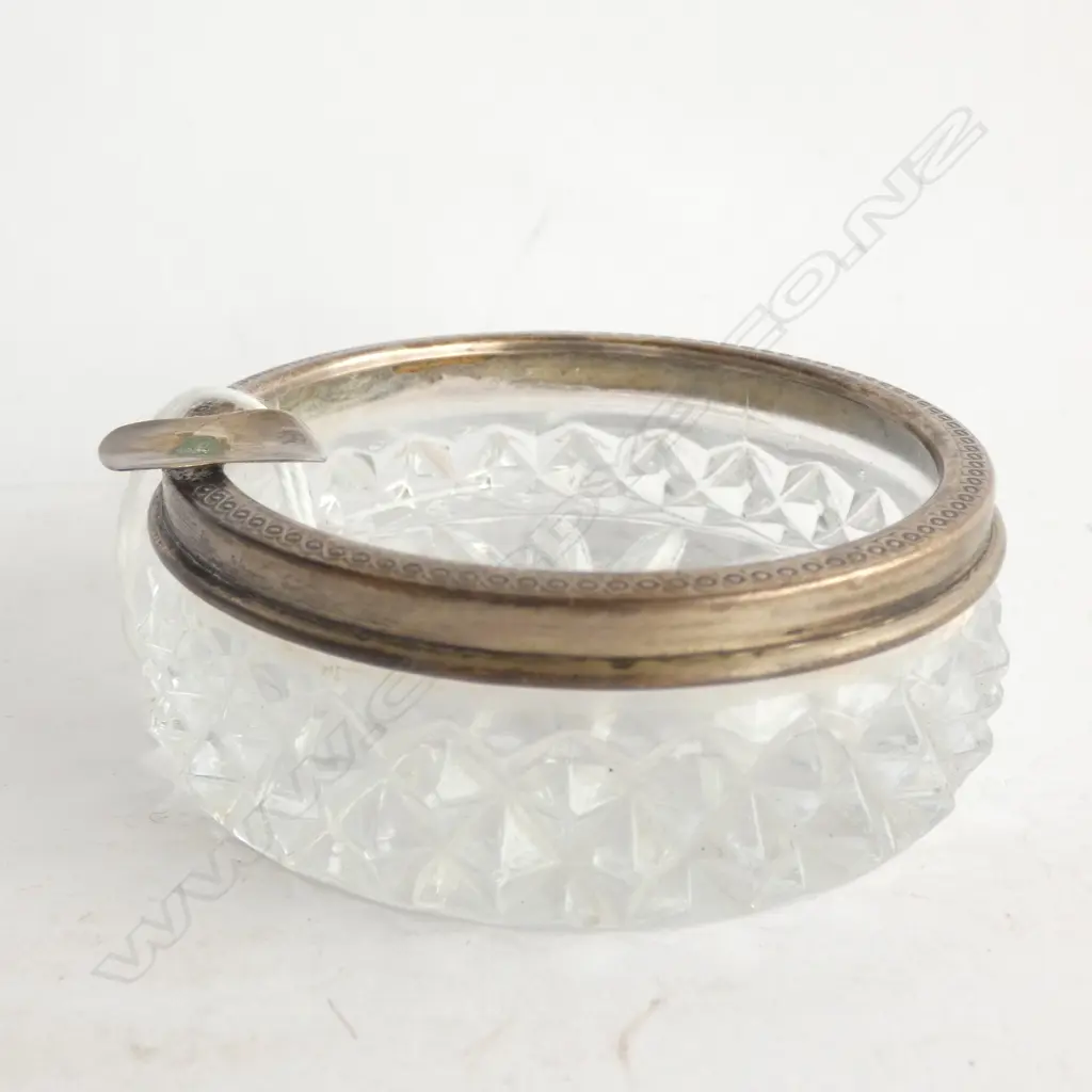 CRYSTAL ASHTRAY WITH 800 SILVER TOP D.73mm Image 1++