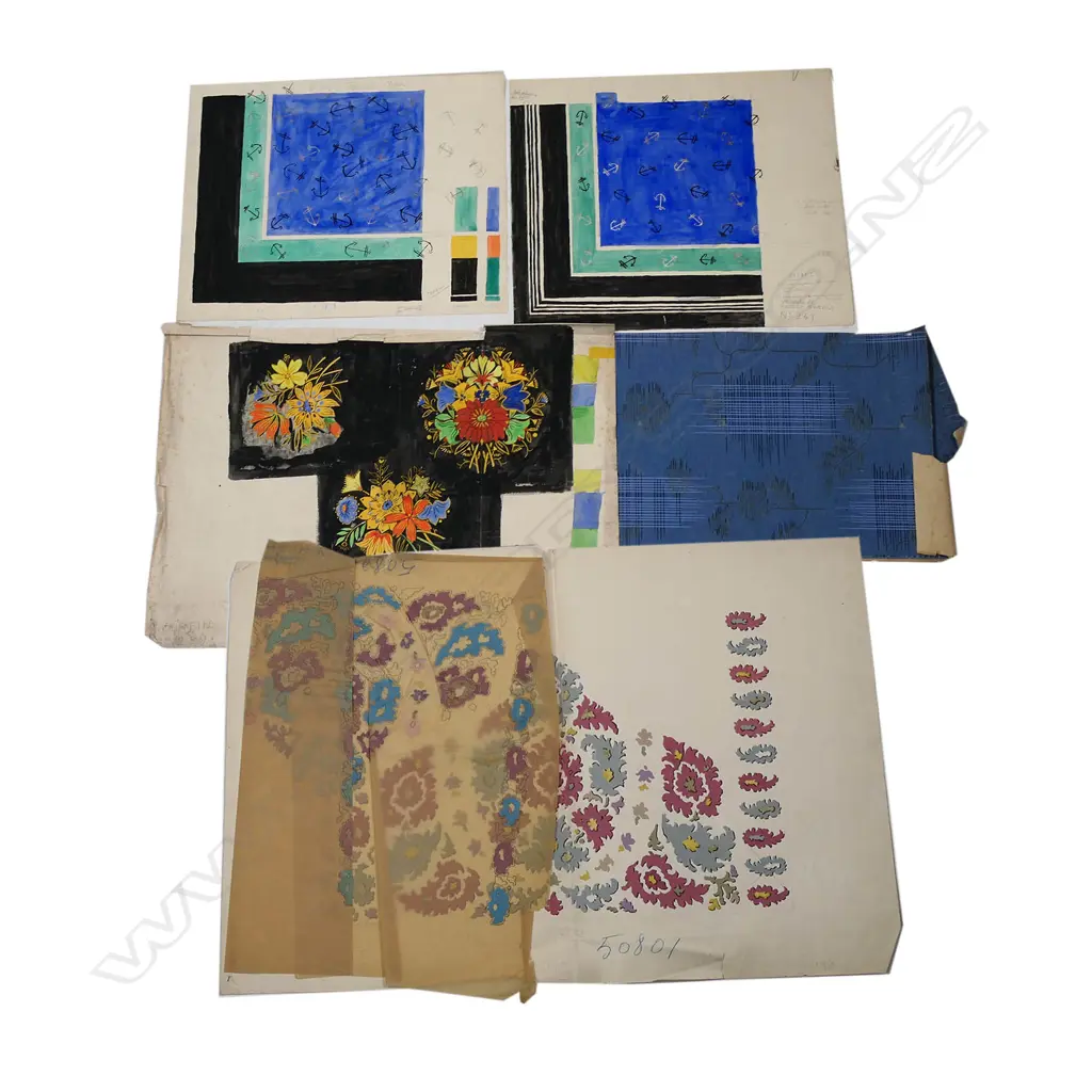 BIANCHINI FERIER ART DECO HAND PAINTED & PRINTED FABRIC DESIGN Image 1++