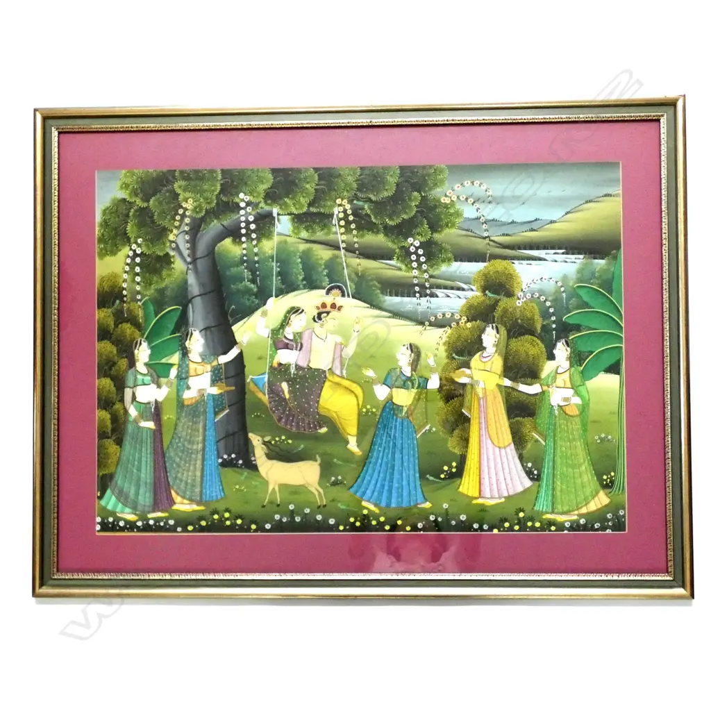 INDIAN MARRIAGE PAINTING ON FABRIC 600 X 865MM Image 1++