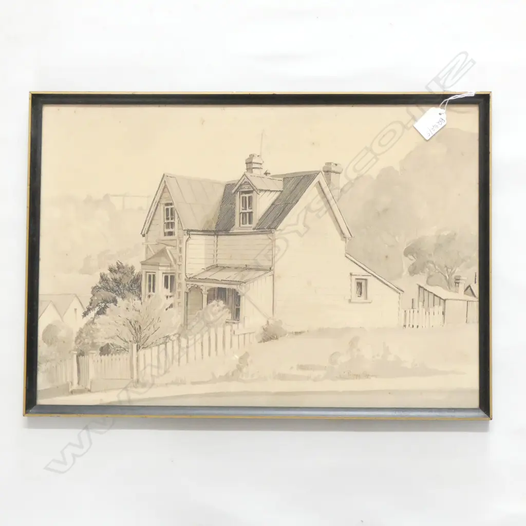 PEGGY SPICER COLONIAL COTTAGE PEN & INK 335 X 485MM Image 1++