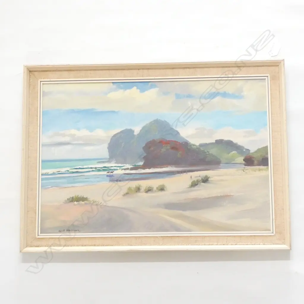 CYRIL WHITEOAK BEACH SCENE OIL 370 X 545MM Image 1++