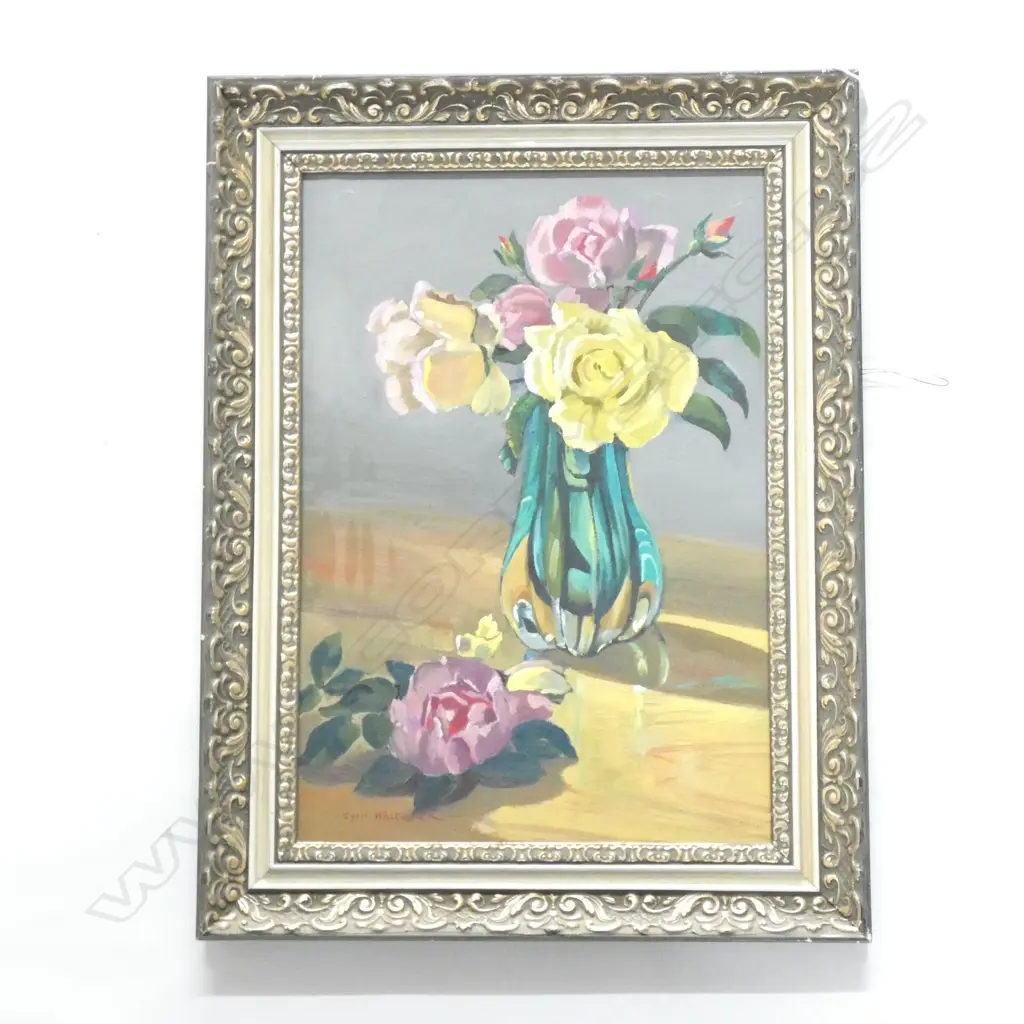 CYRIL WHITEOAK ROSES STILL LIFE OIL 420 X 290MM Image 1++