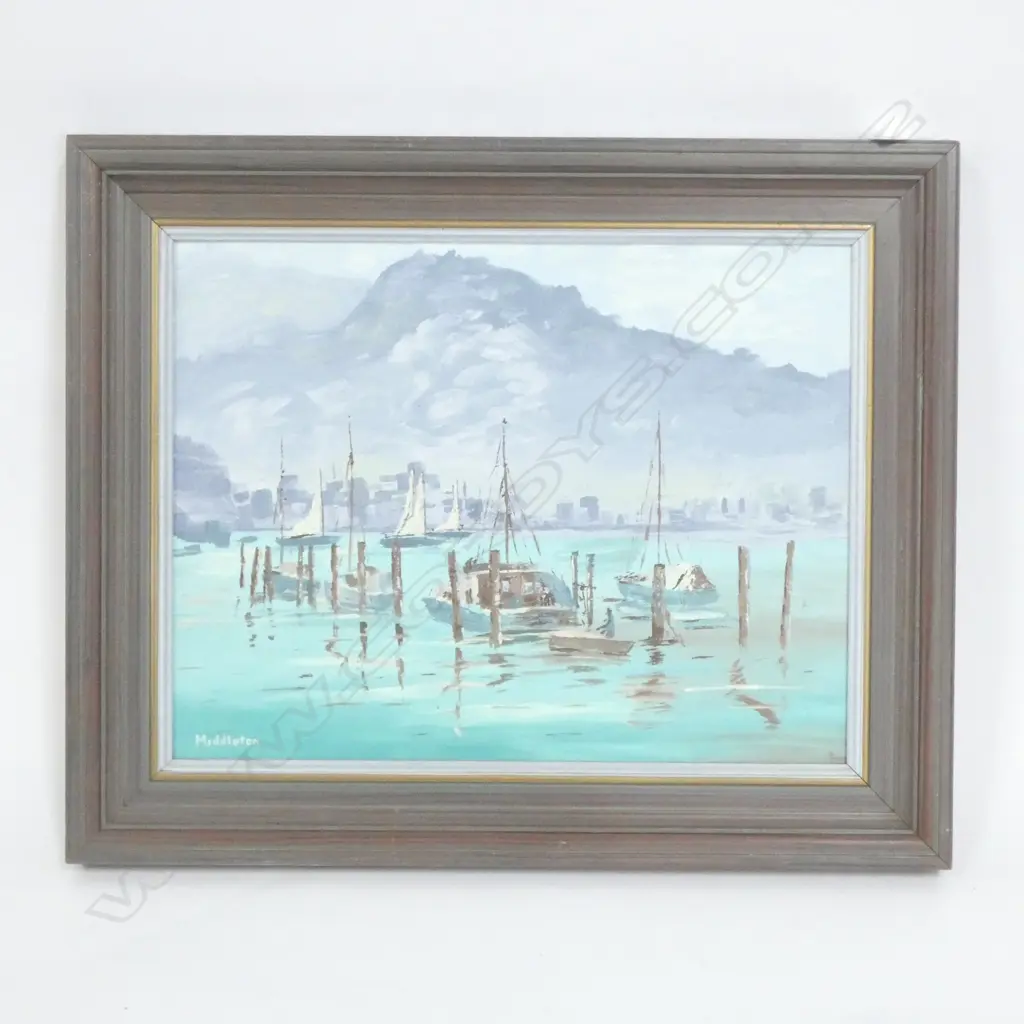 BOAT SCENE OIL SIGNED 'MIDDLETON' 330 X 430MM Image 1++