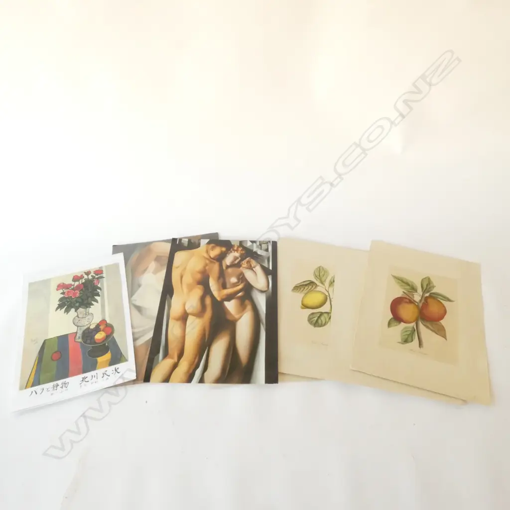 9 FRENCH PRINTS EARLY 20thC FIGURES, 4 PRINTS OF FRUIT + LEMPICKA ETC Image 1++