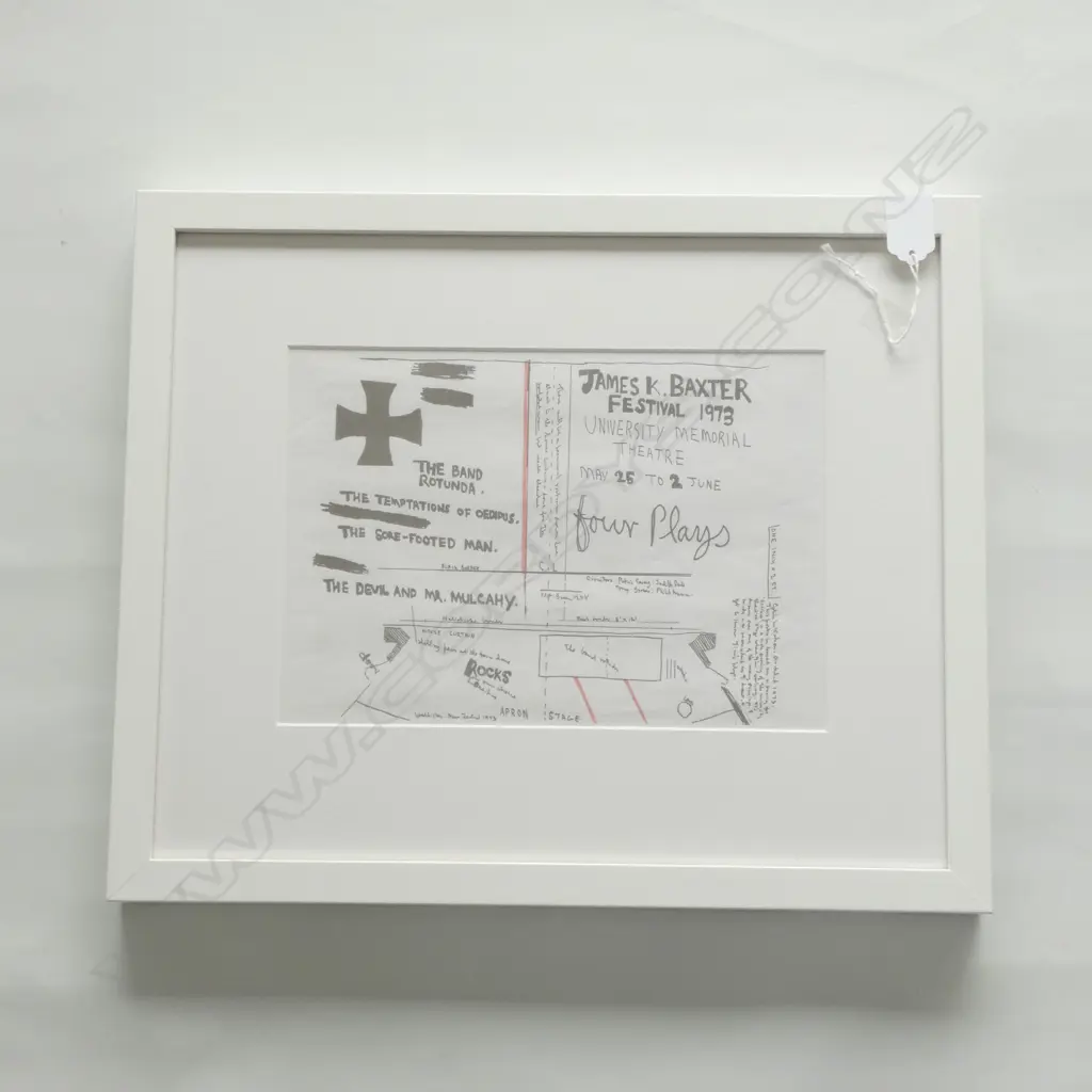 FRAMED COLIN MCCAHON INVITATION 'JAMES K BAXTER FESTIVAL 1973' Image 1++