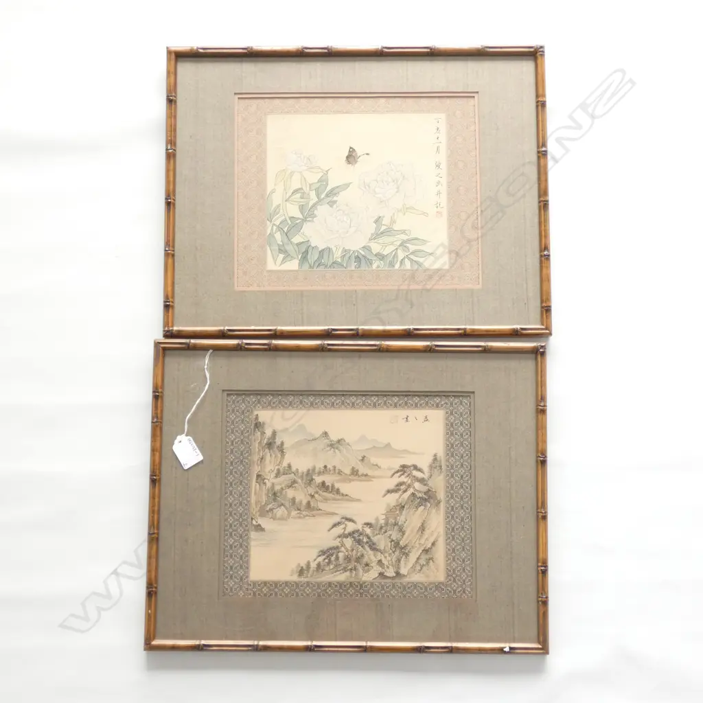 PR FAUX BAMBOO CHINOISERIE FRAMED SCROLLS  Image 1++