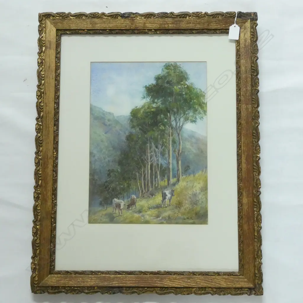 GEORGE HERBERT ELLIOT GRAZING CATTLE W/C H380 W270 Image 1++