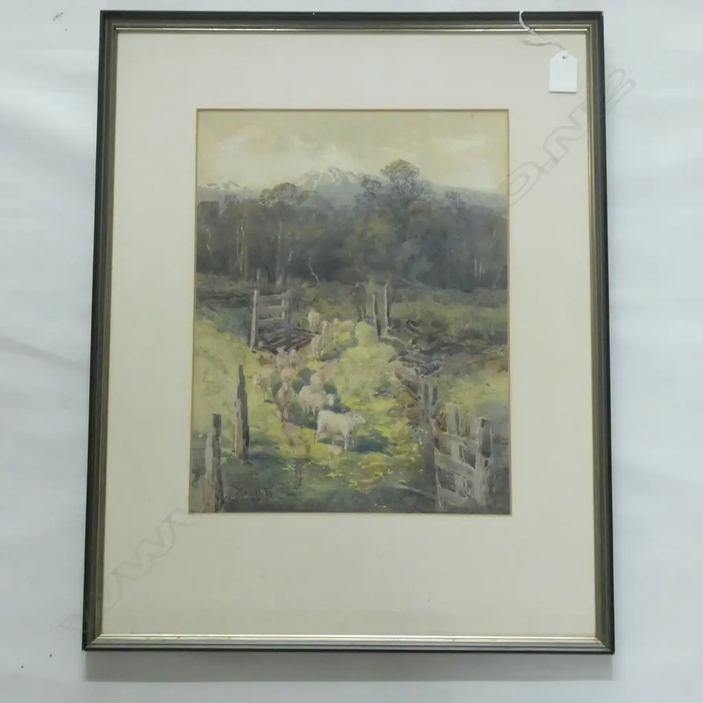 [19744] GEORGE HERBERT ELLIOT 'SHEEP IN LANDSCAPE,' WATERCOLOUR H350 W265 Image 1++