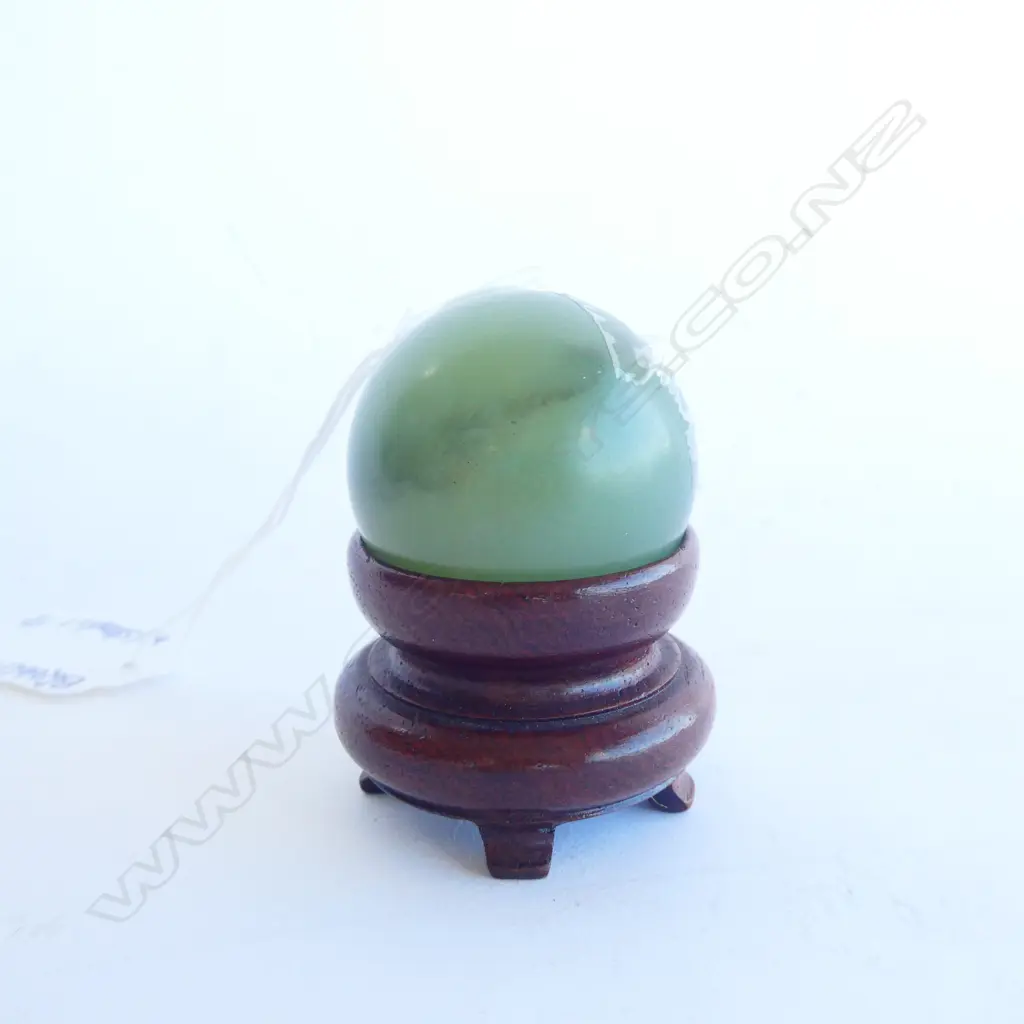PR GREEN CRYSOPHASE BALLS (LARGEST DIA. 30MM) ONE WITH WOODEN STAND.  Image 1++