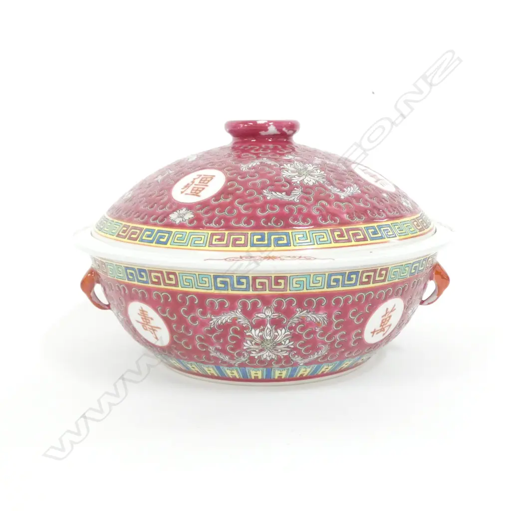LG FAMILLE ROSE LIDDED BOWL DIA. 255MM Image 1++