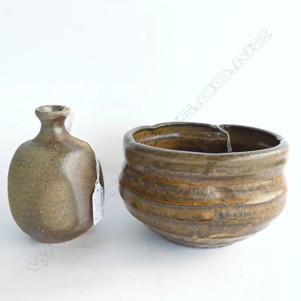 JAPANESE  ANAGAMA TEA BOWL DIA. 155MM + VASE Image 1++