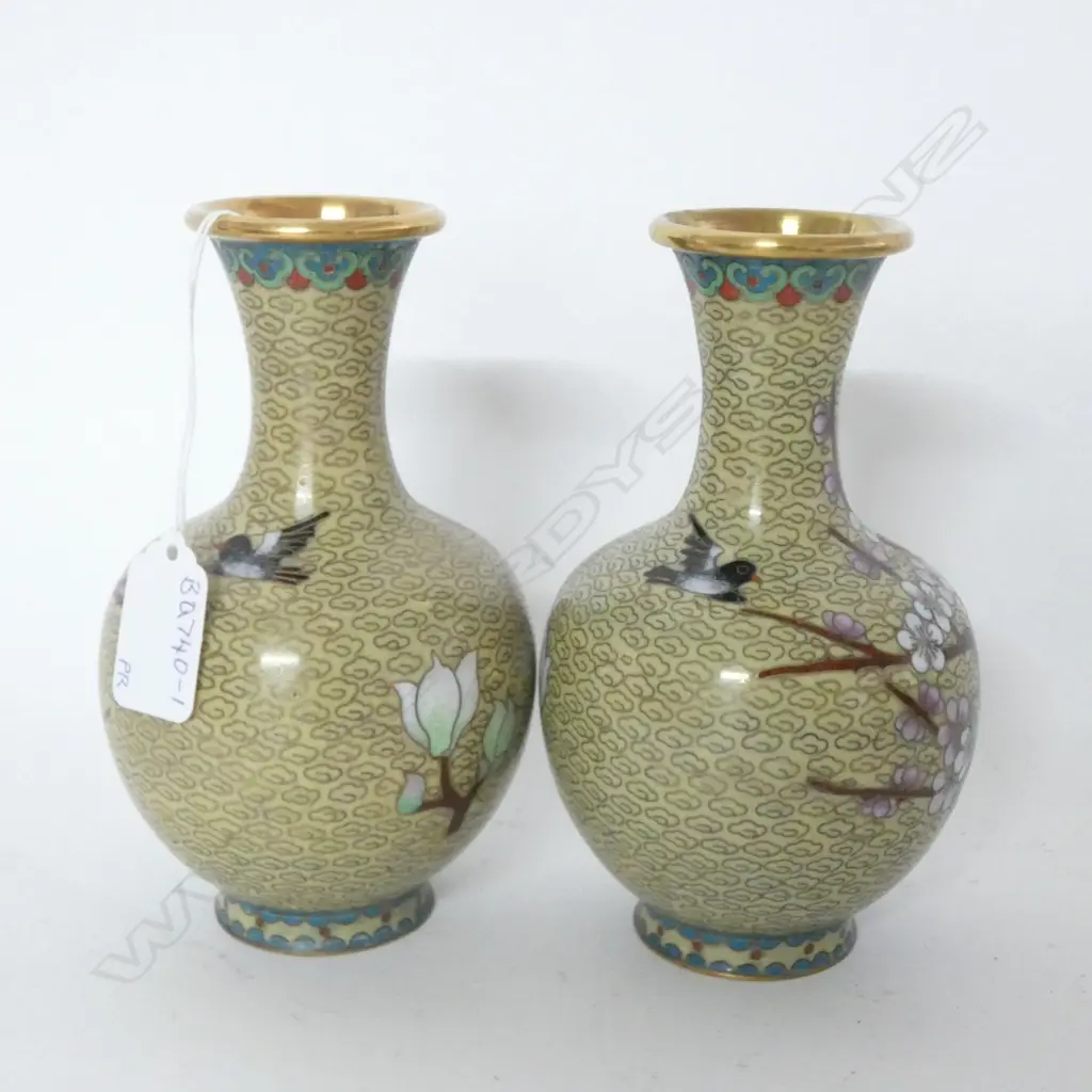 PAIR CLOISONNE VASES Image 1++