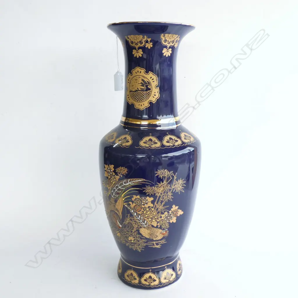 CHINESE BLUE WITH GOLD GILDING LARGE VASE H.465mm Image 1++