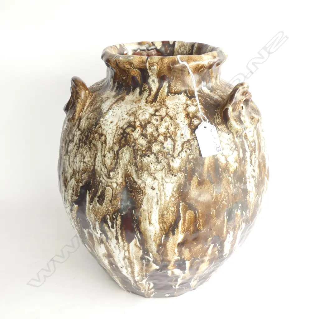 OLD JAPANESE TEA STORAGE VESSEL THICK GLAZE H.390mm Image 1++