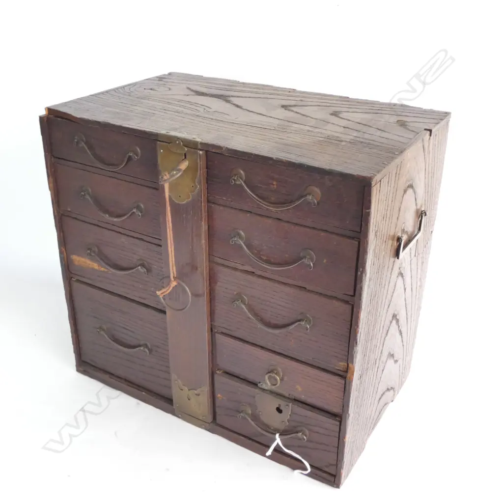 SM WOODEN 9-DRAWER ORIENTAL SEWING BOX W. KEY  325 X 200 X 300MM Image 1++