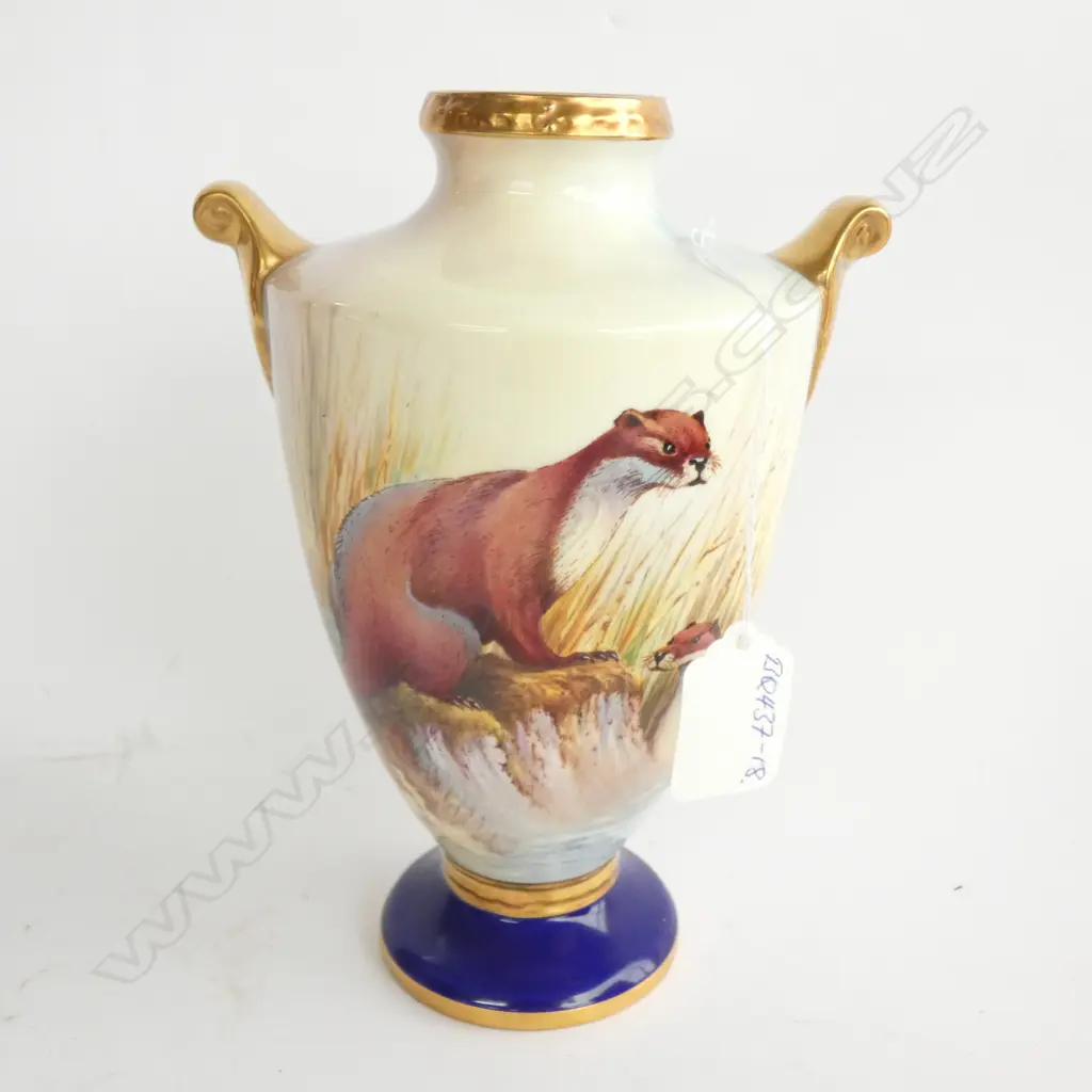 H.190mm. Baluster urn form. Gilt highlights. Detailed panel to reverse. H Image 1++