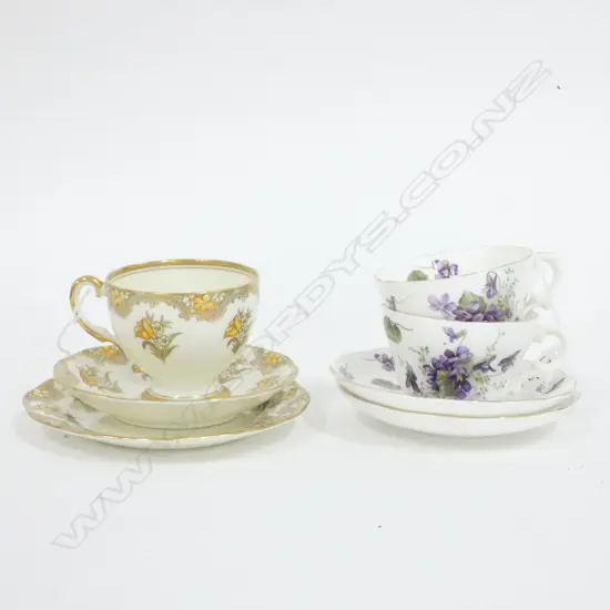 HAMMERSLEY 2 C/SAUCERS + CHINA TRIO