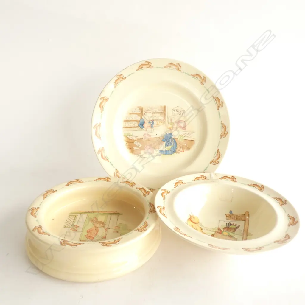 ROYAL DOULTON BUNNYKINS BOWL, PLATE & PORRIDGE BOWL DIA. 155MM Image 1++