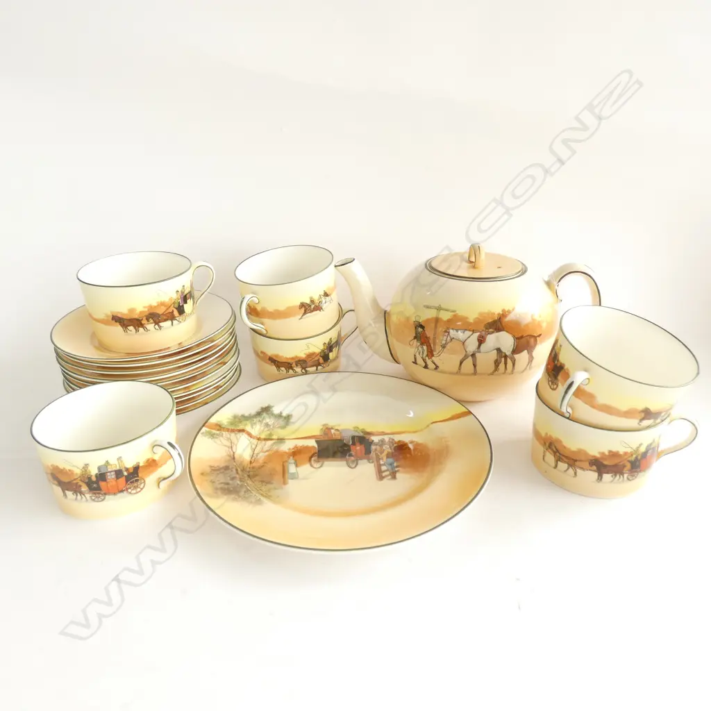 ROYAL DOULTON COACHING SCNES PART TEA SET 18PC Image 1++