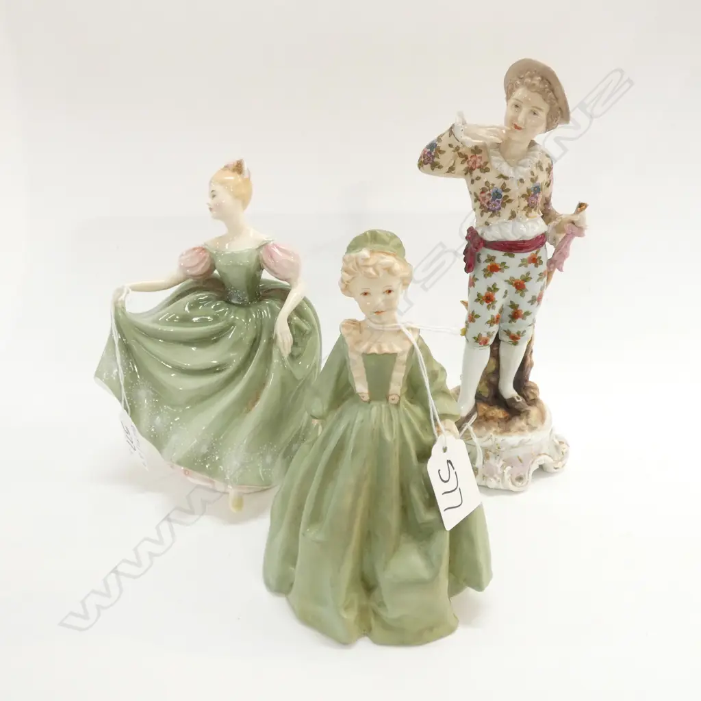 3 FIGURINES; R/WORCESTER, R/DOULTON & PORCELAIN BOY Image 1++
