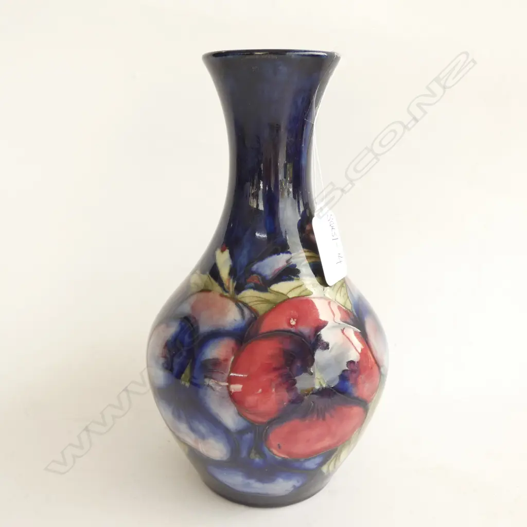 MOORCROFT PANSY VASE A/F CHIPS TO BASE H200 Image 1++