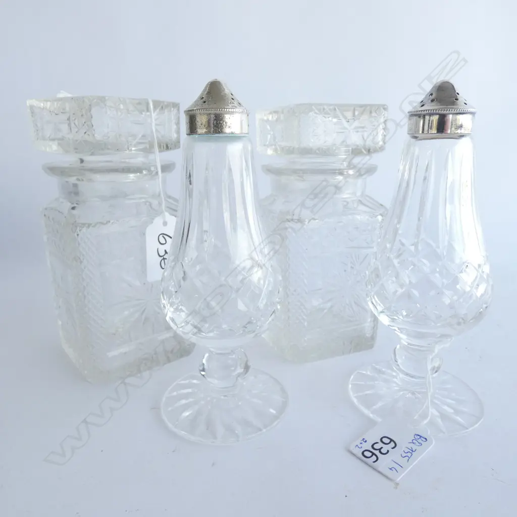 PR WATERFORD LISMORE SUGAR CASTORS AF H. 155MM + PR CRYSTAL CHUTNEY JARS Image 1++