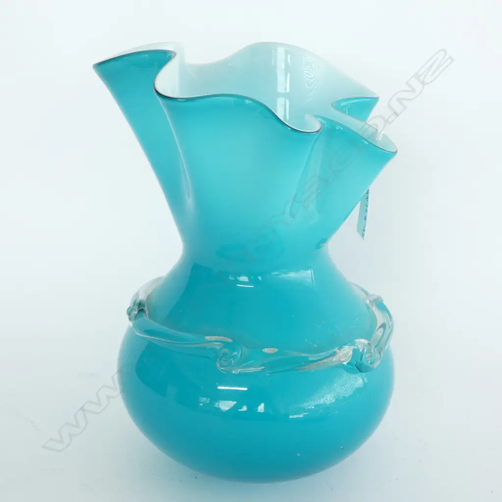 [19723] MURANO GLASS VASE BLUE HEIGHT 235 Image 1++