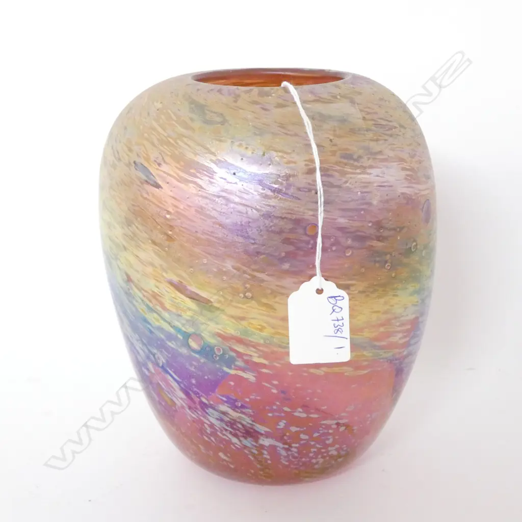 CHUCK SIMPSON SIGNED ART GLASS VASE '88 H. 180MM Image 1++