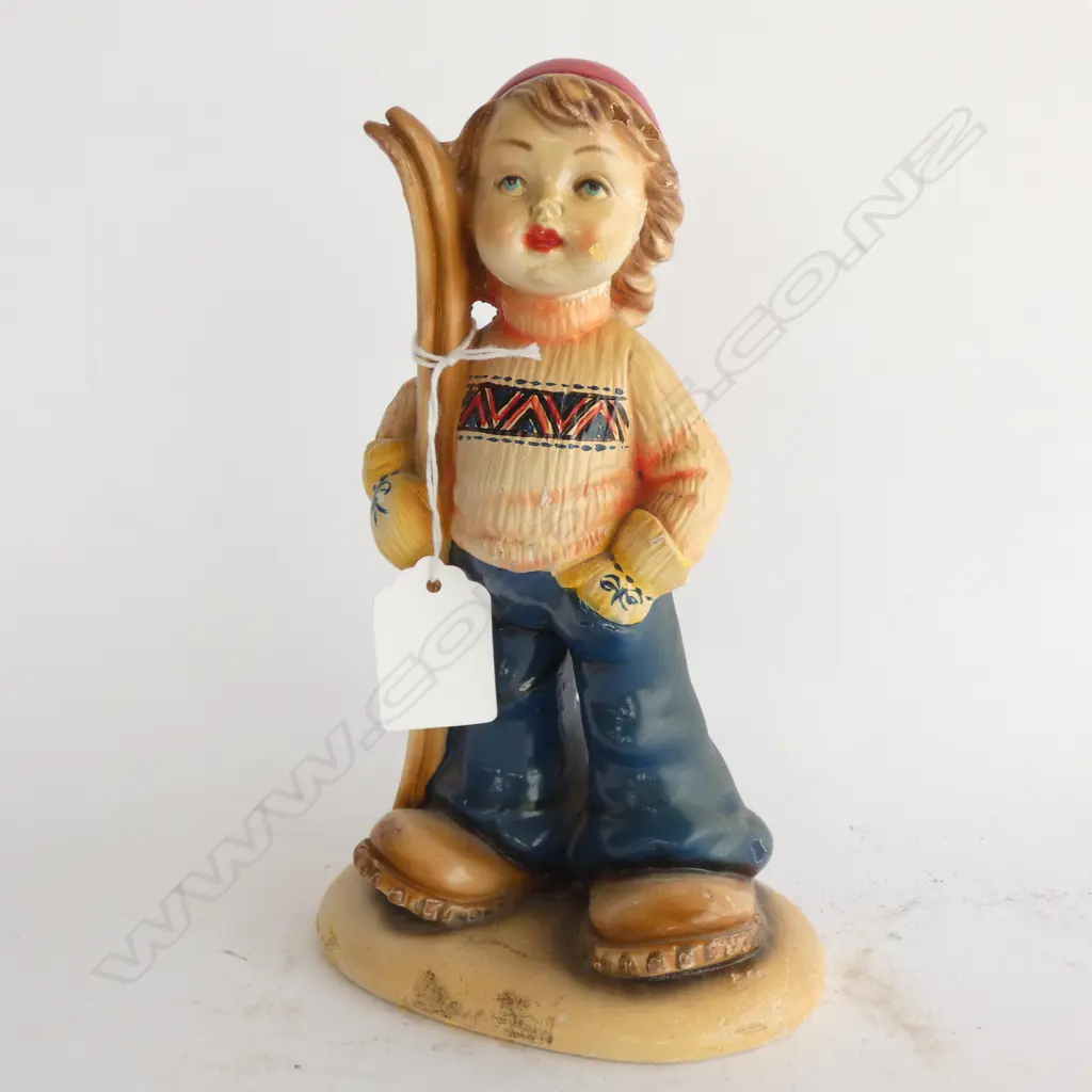 VINTAGE ITALIAN SKIER FIGURE PAINTED PLASTER H.185mm Image 1++