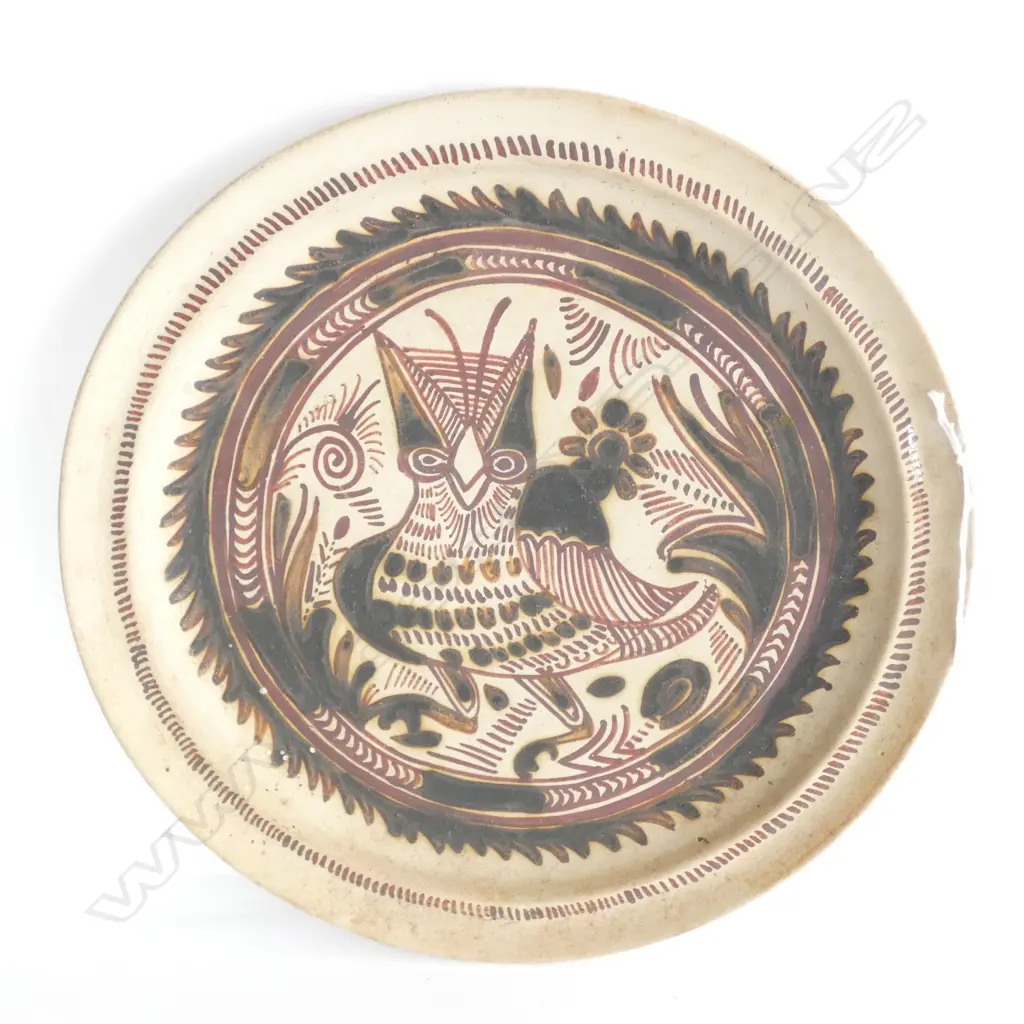 ANTIQUE SOUTH AMERICAN STONEWARE PLATE D.275mm Image 1++