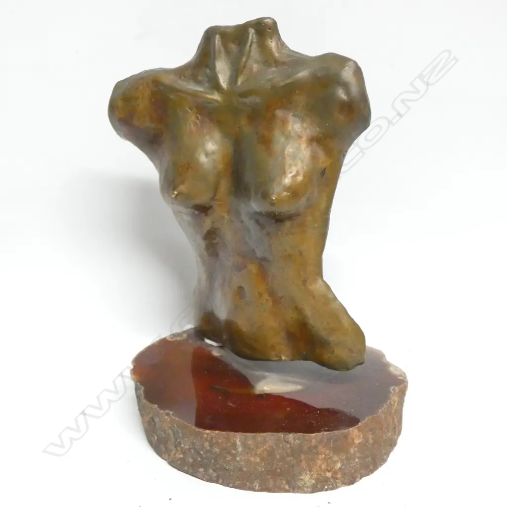 J. CORNISH BRONZE SCULPTURE FEMALE TORSO H. 200MM Image 1++
