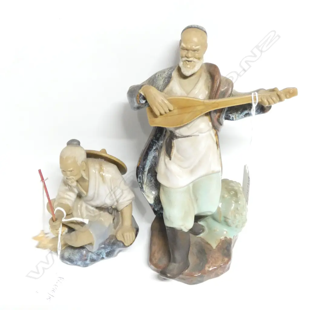 2 ORIENTAL FIGURES; FISHERMAN & MUSICIAN  Image 1++