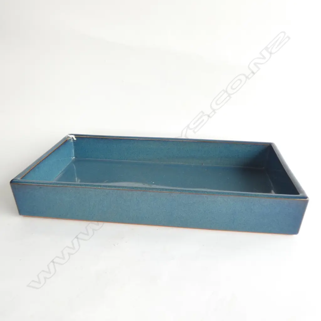 JAPANESE SHIKARAKI KILN IKEBANA PLANTER - BLUE GLAZE -  415 X 225MM Image 1++
