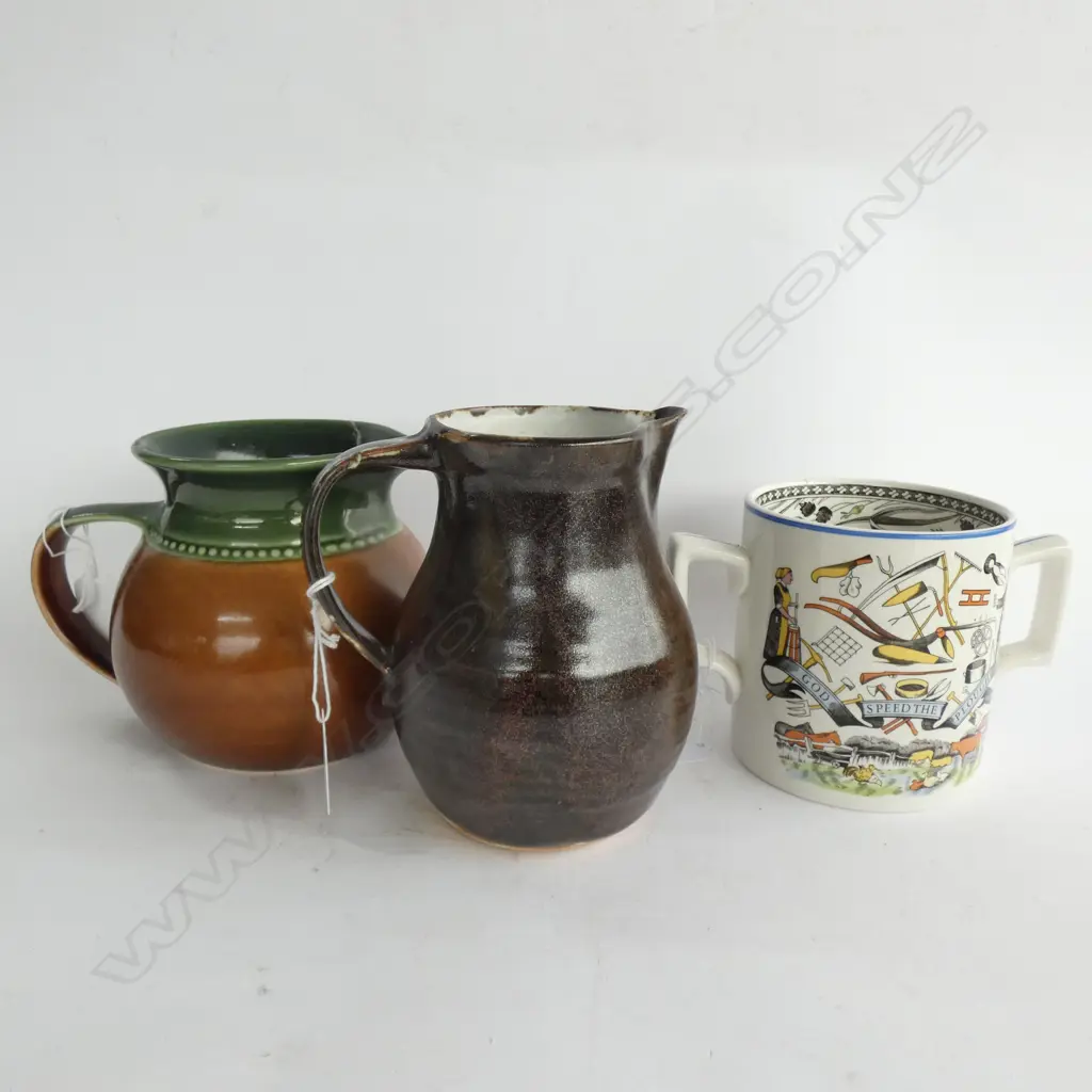3 CERAMIC PCES; BURLEIGH LOVING CUP, BENDIGO JUG, STUDIO JUG  Image 1++