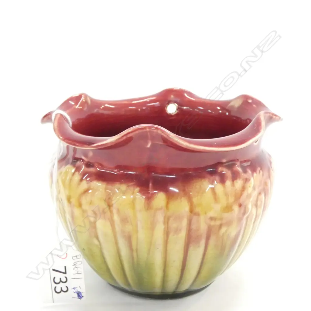 ANTIQUE MAJOLICA HANGING PLANTER H.110mm Image 1++