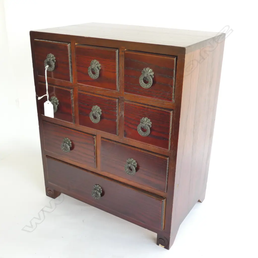 VINTAGE JAPANESE SMALL COLLECTORS CHEST 9 DRAWER Image 1++