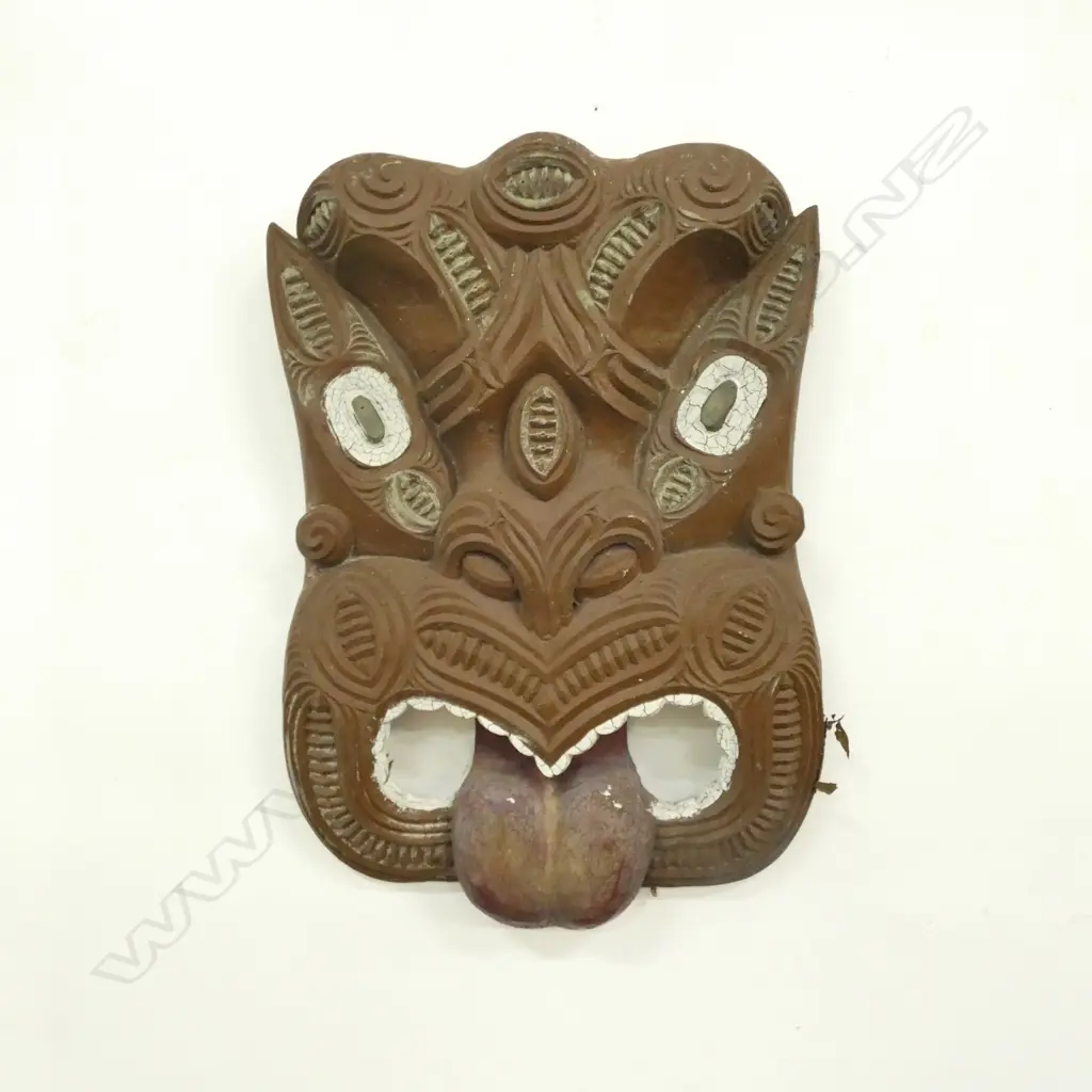 VINTAGE CAST CONCRETE MAORI GABLE  MASK Image 1++