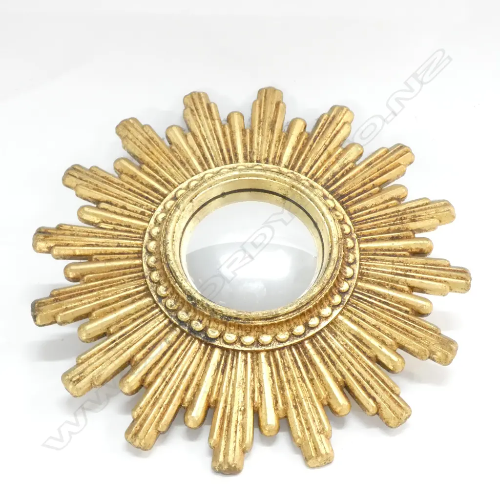 SMALL GILT STARBURST CONVEX MIRROR 240MM DIA Image 1++