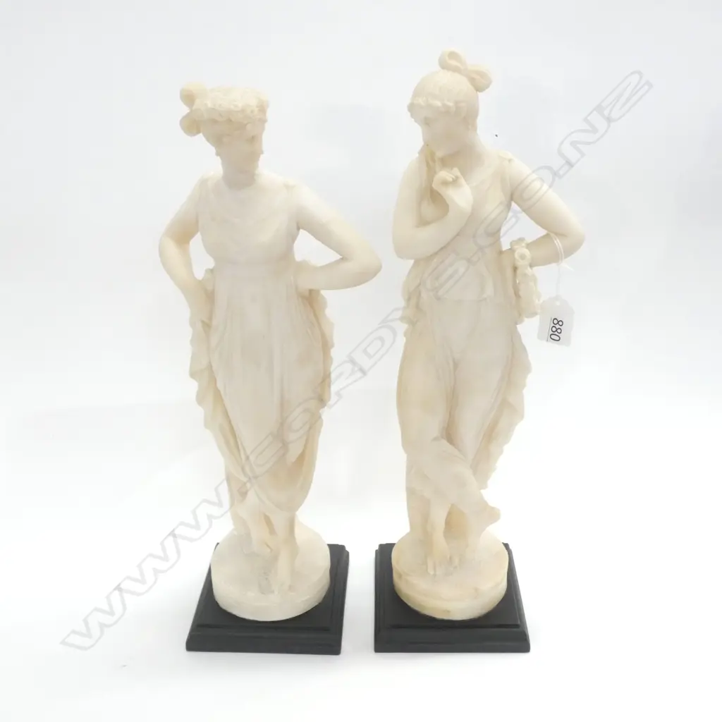 PR ALABASTER FIGURINES H. 440MM OLD REPAIRS Image 1++