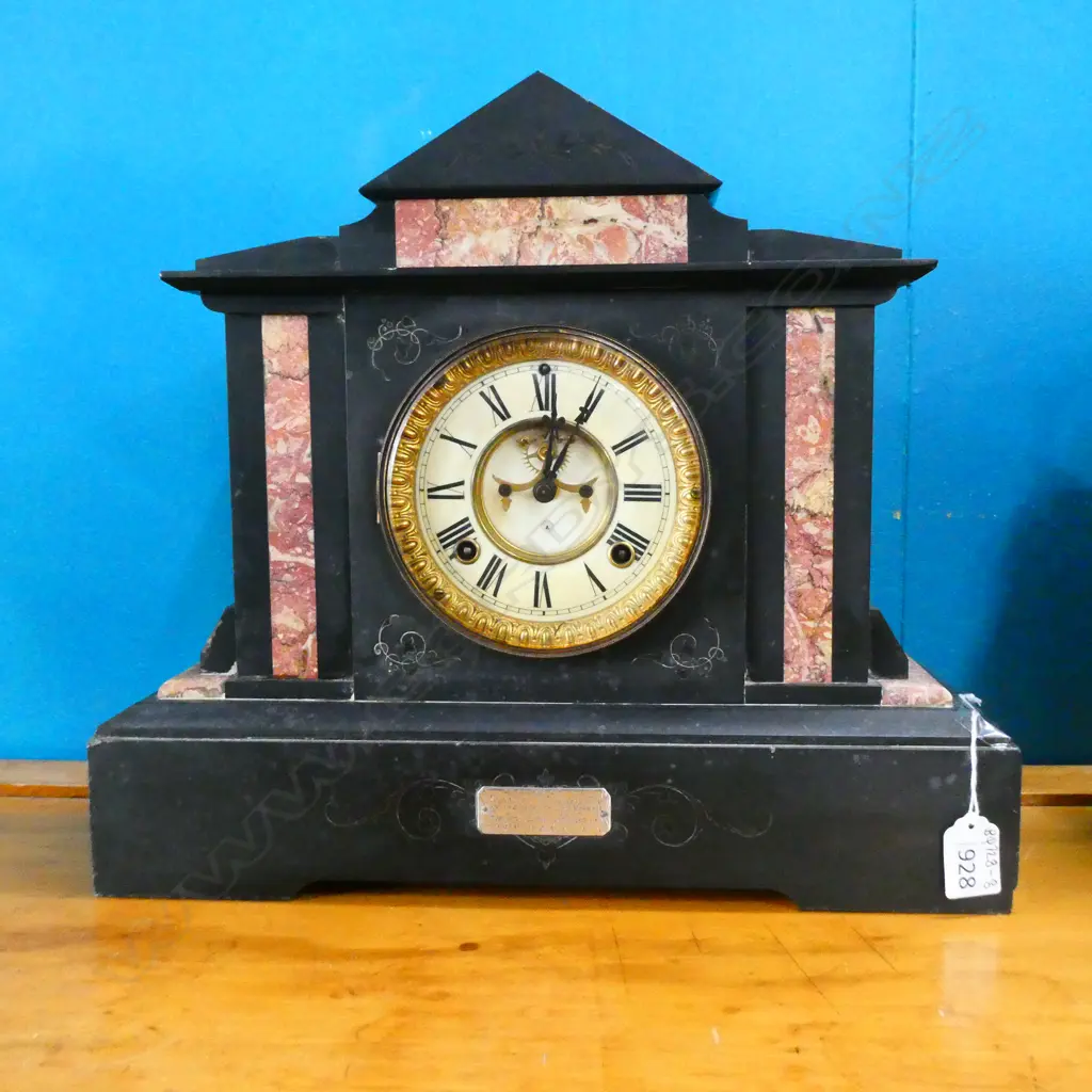 FRENCH SLATE MANTLE CLOCK Image 1++