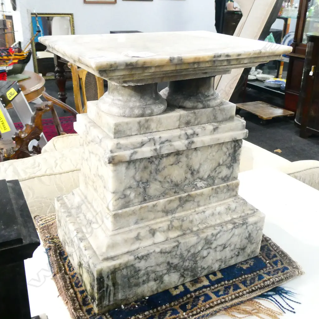 NEO-CLASSICAL MARBLE STEPPED PEDESTAL PLINTH. 320 x 220 x 380mm Image 1++