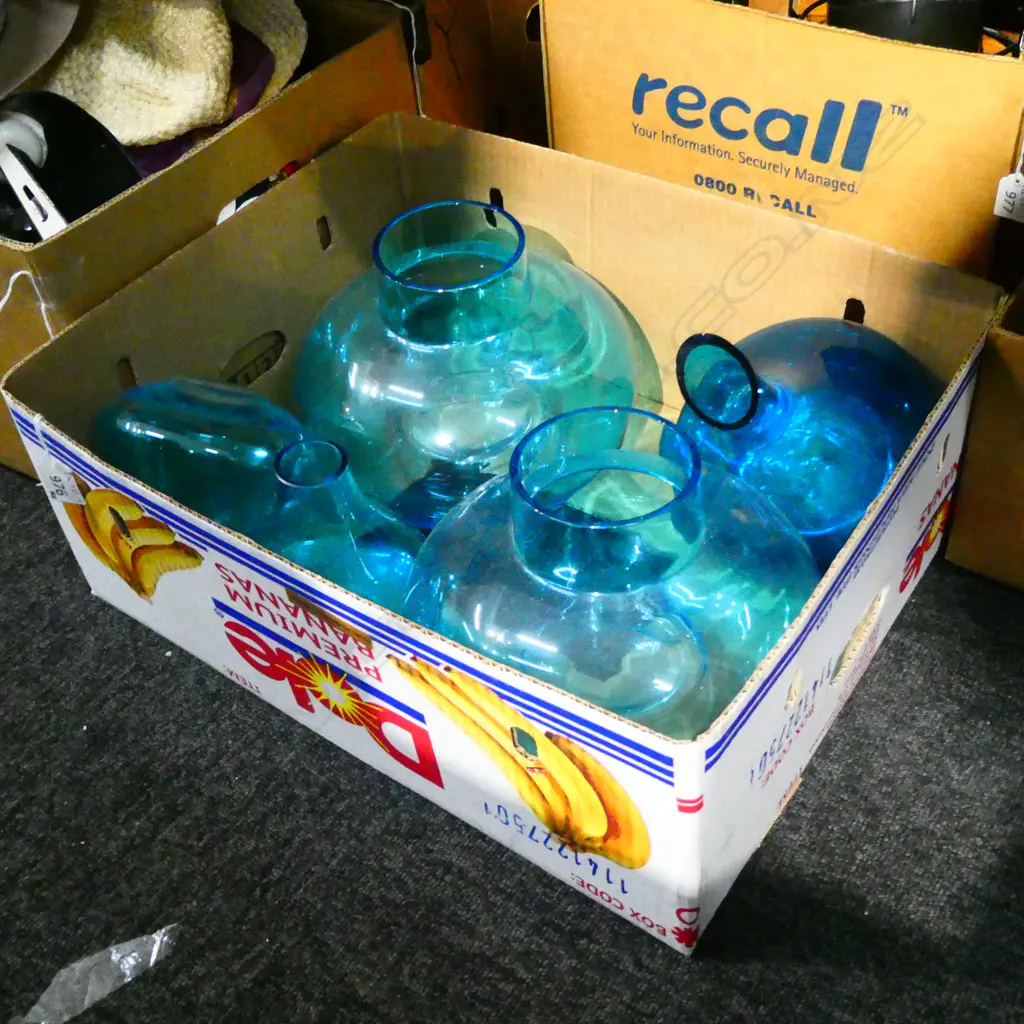 LG BOX LOT BLUE ART GLASS VASES ETC.. Image 1++