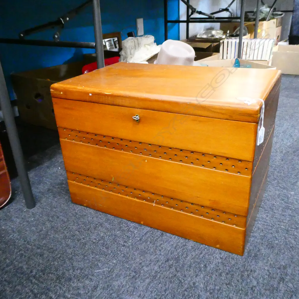SMALL WOODEN BOX WIT HINGED LID L 500 MM Image 1++