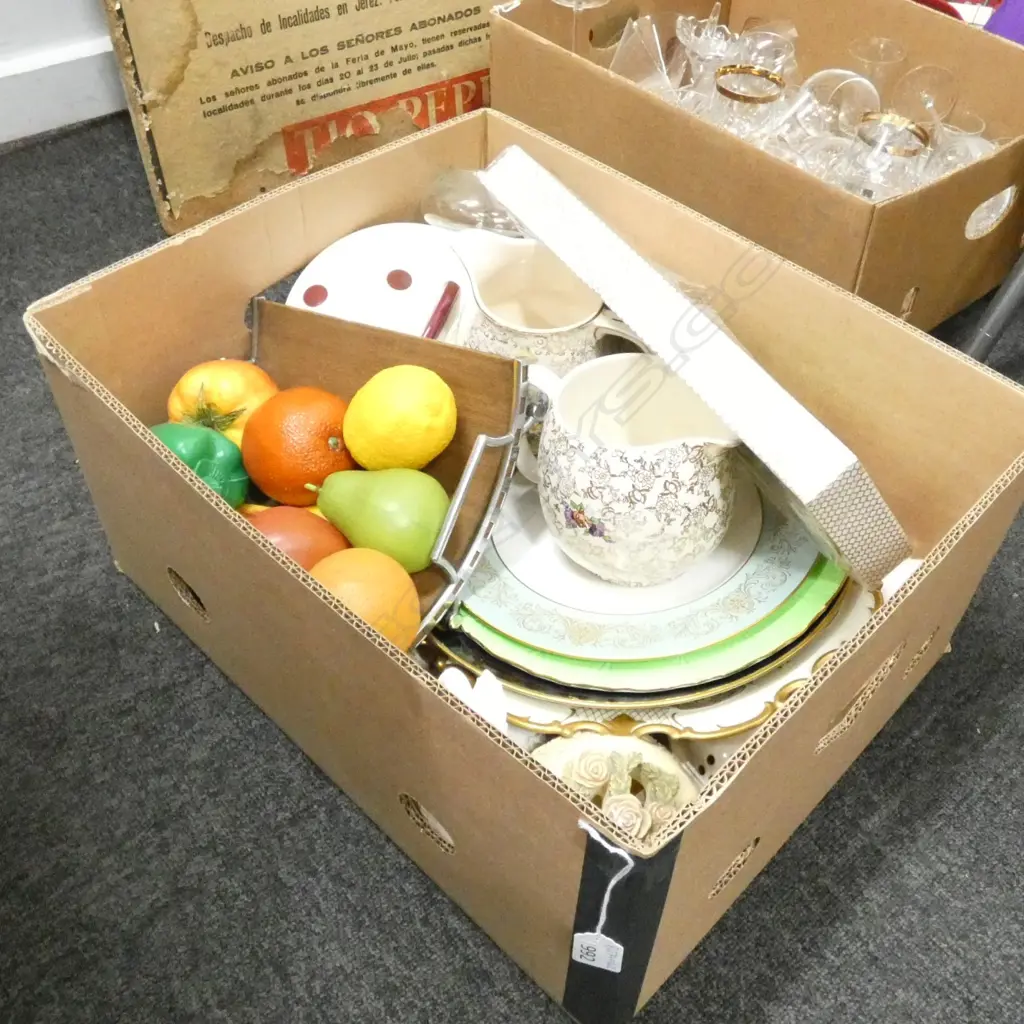 BOX LOT ASST. CHINA, PLASTIC FRUIT ETC Image 1++
