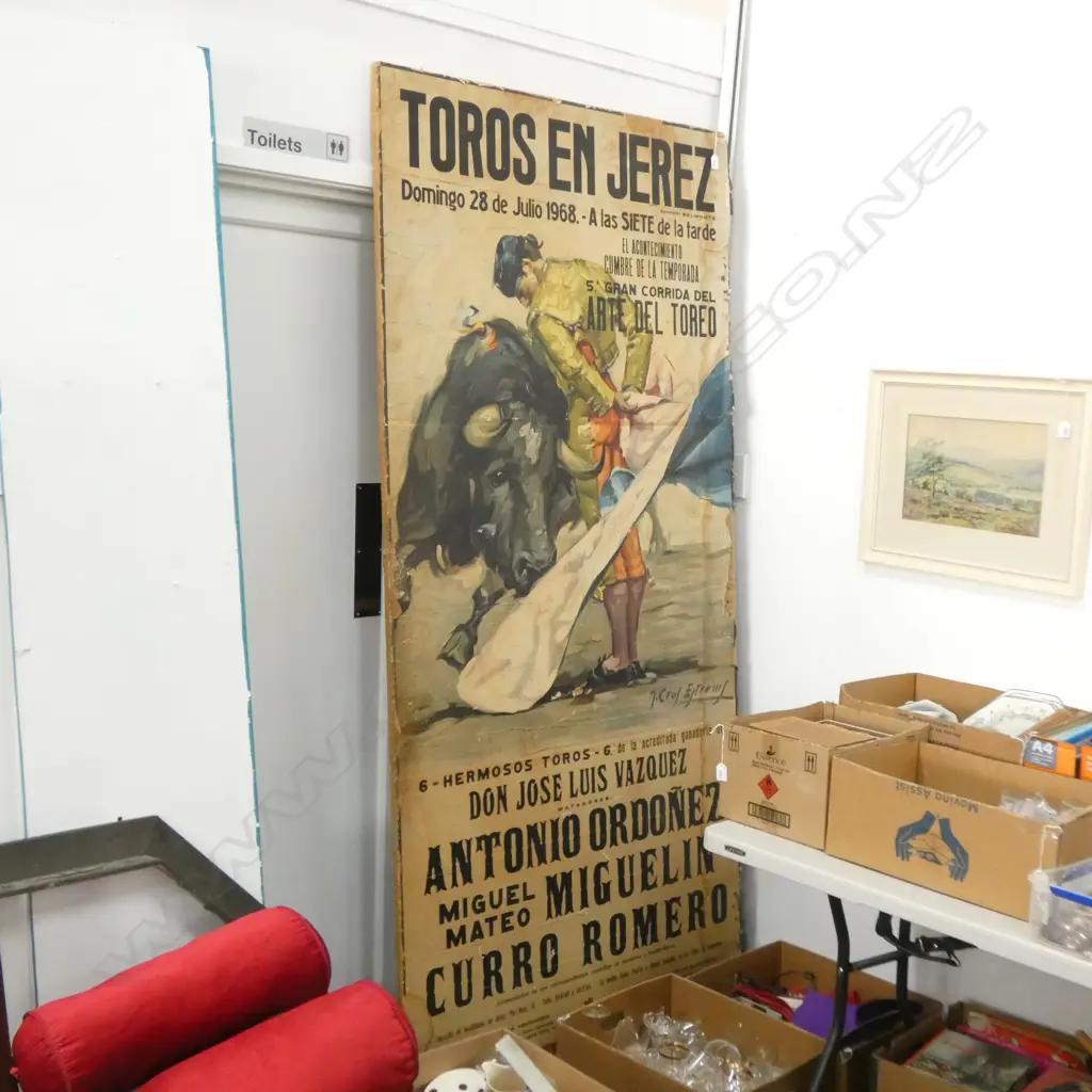 VERY LARGE VINTAGE BULL FIGHTER PRINT 2300 X 1060MM Image 1++