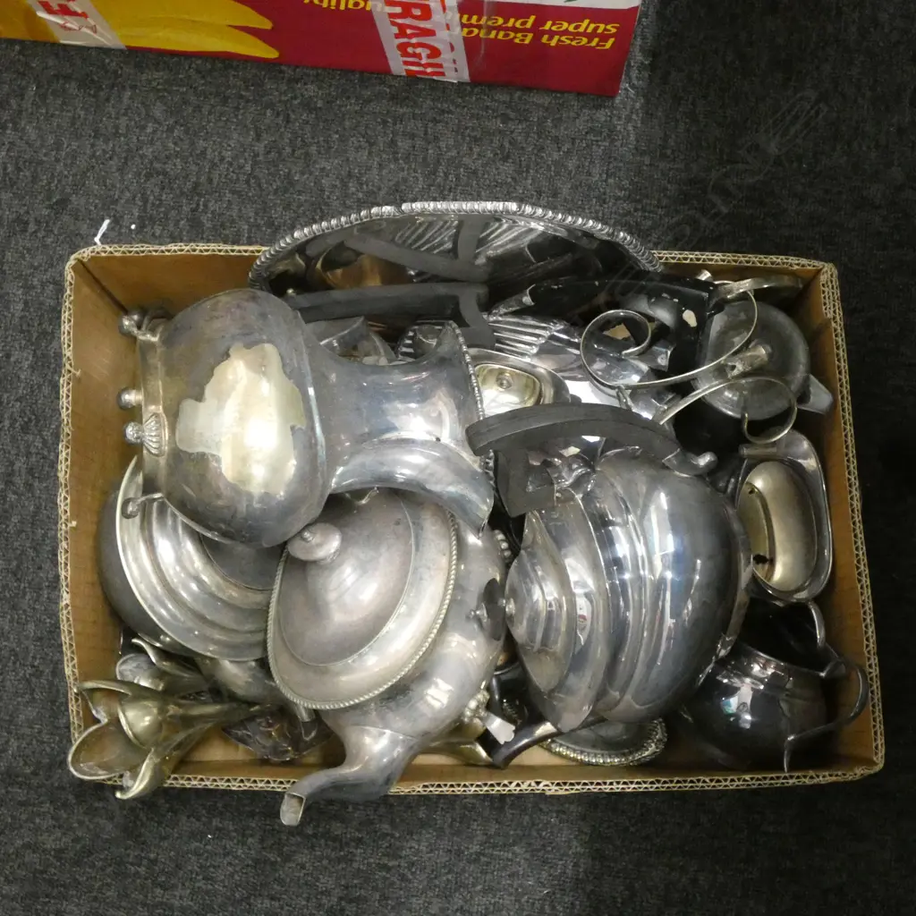 BOX LOT ASST. EP TEAPOTS ETC Image 1++